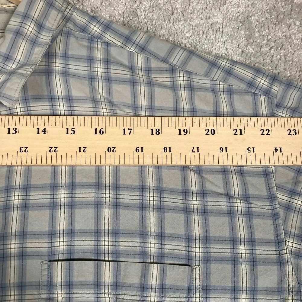 Vintage J. Crew Oarsman Shirt Mens XLT Blue Plaid Long Sleeve Cotton Distressed